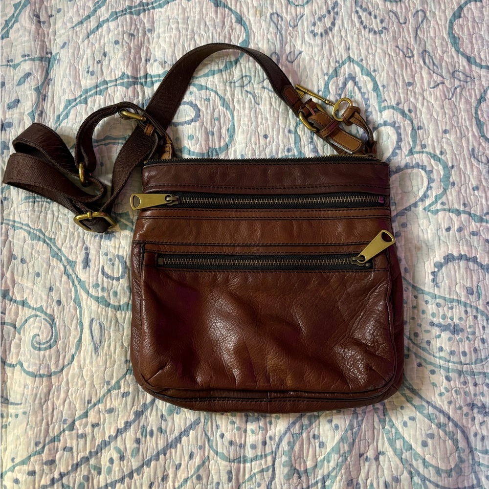 Fossil Leather Crossbody Purse or Bag, Brown